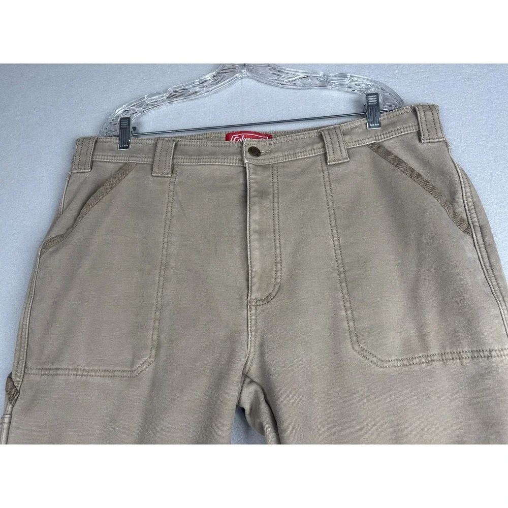 Coleman Pants Mens 38x30 Khaki Fleece Lined Outdoor Workwear Utility Fall 2021